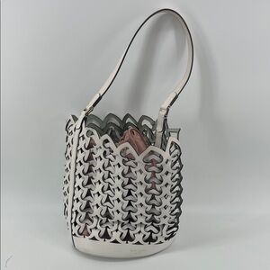 Kate Spade Medium Perforated Leather Bucket Bag in White A17